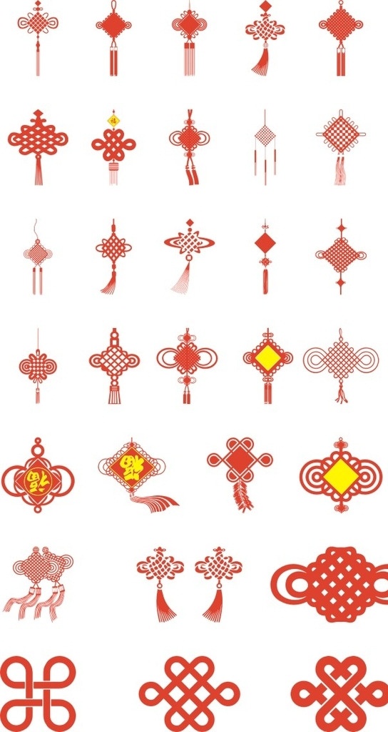 中国结 传统 中国风 中国传统元素 矢量中国结 红色 分层