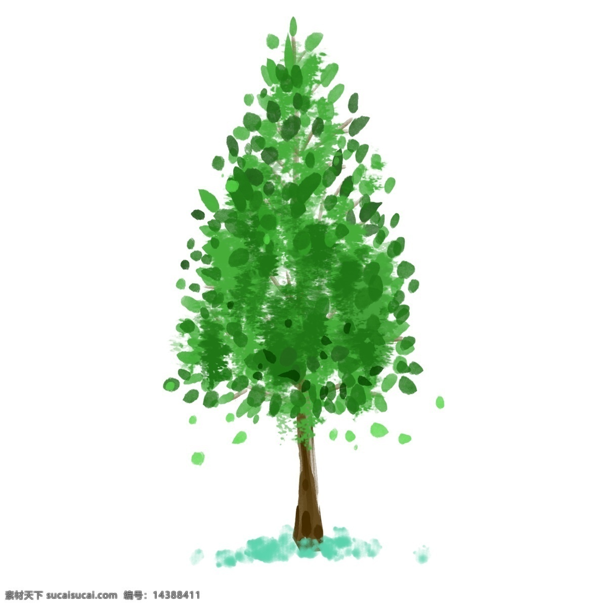 环艺 水彩 绿色 树 植物 树木 枝条