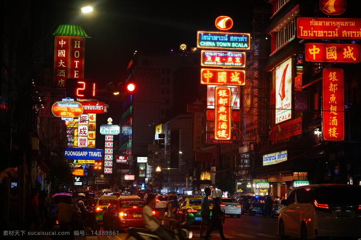 中国城 夜景 红色 霓虹灯 黑色 黑夜 旅游摄影 国外旅游
