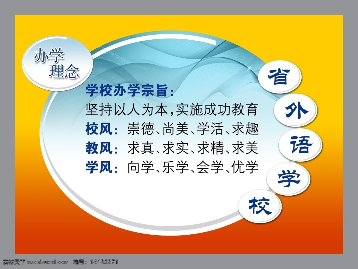 省 外语 学校 办学宗旨 分层素材 psd格式 设计素材 校园专辑 墙报板报 psd源文件 白色