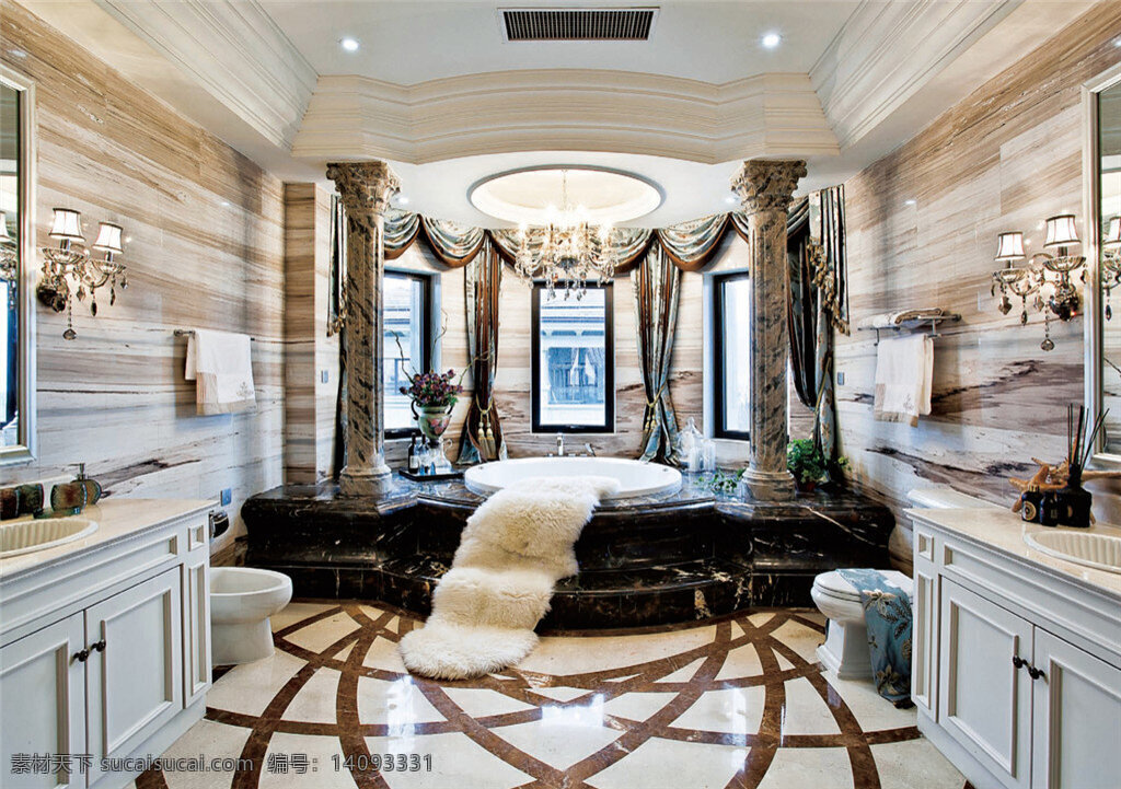 现代 时尚 客厅 白色 毛 地毯 室内装修 效果图 客厅装修 瓷砖地板 黑色床品 白色书桌