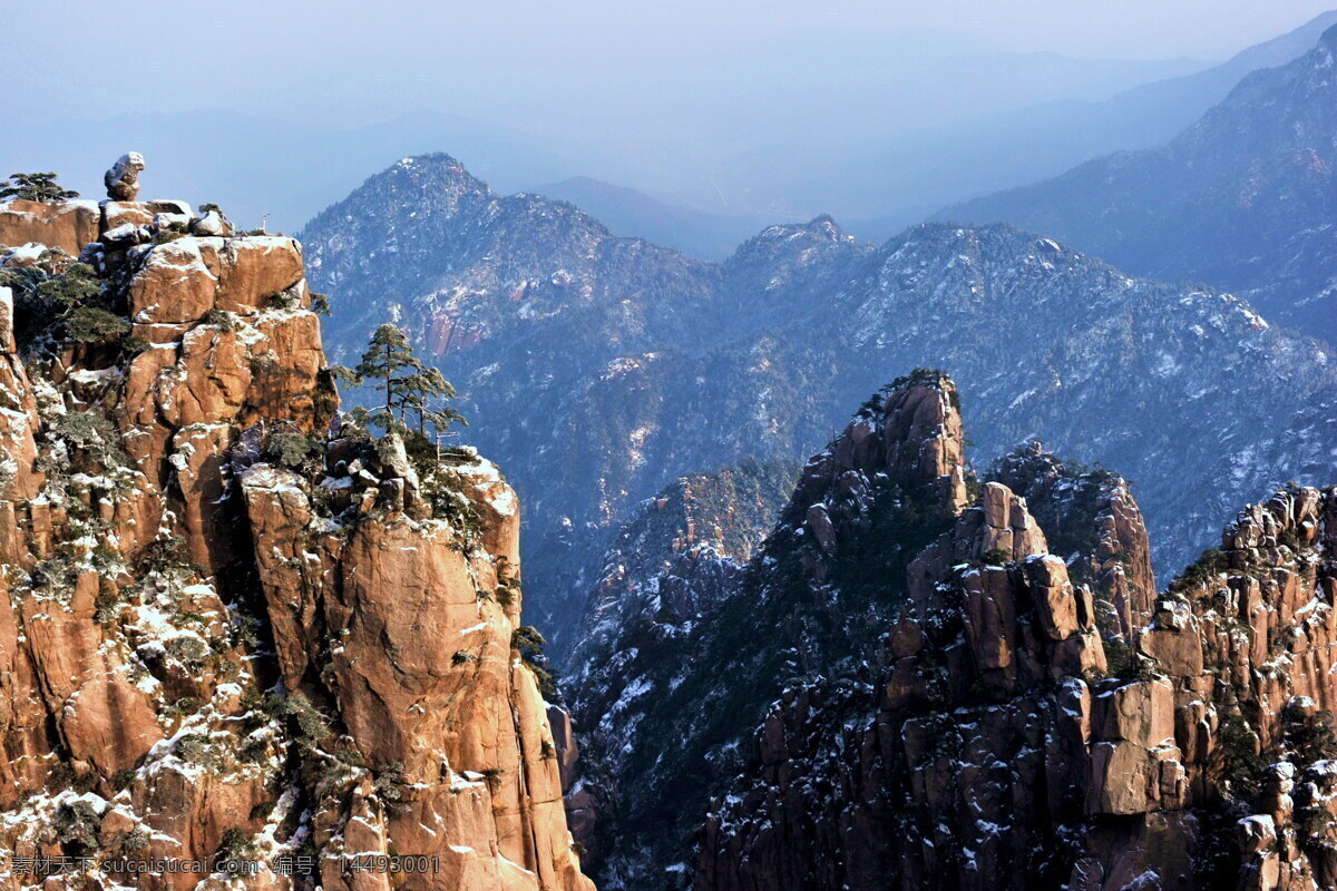 一览众山 九华山 花台 雪景 众山 风光 山水风景 自然景观